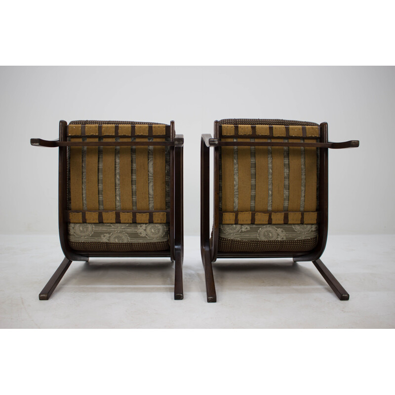 Set of 2 vintage armchairs by Karel Kozelka and Antonin Kropacek 1940s