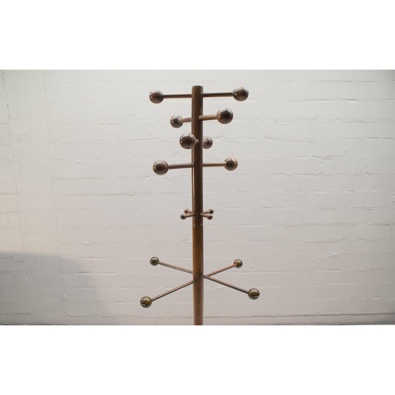 Vintage coat stand in wood Sputnik, 1960s