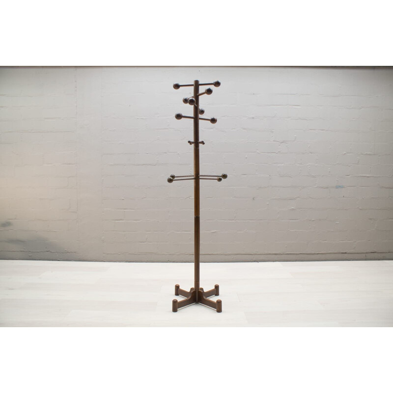 Vintage coat stand in wood Sputnik, 1960s