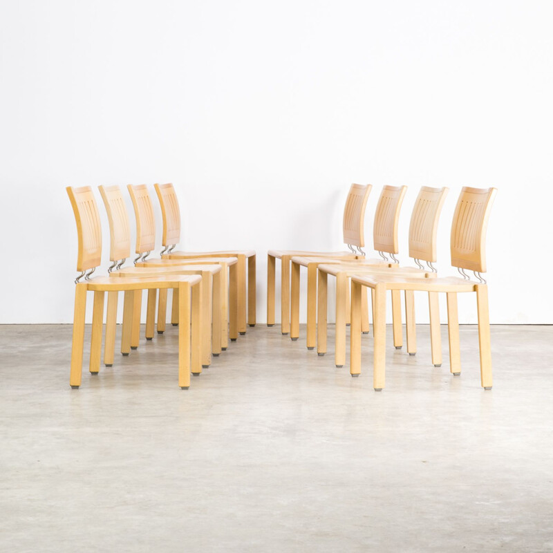 Set of 8 vintage dining chairs Quadro W by Bruno Rey & Charles Polin for Dietiker