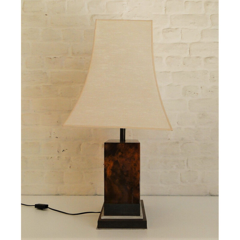 Vintage lamp in wood by Jean Claude Mahey, 1970s
