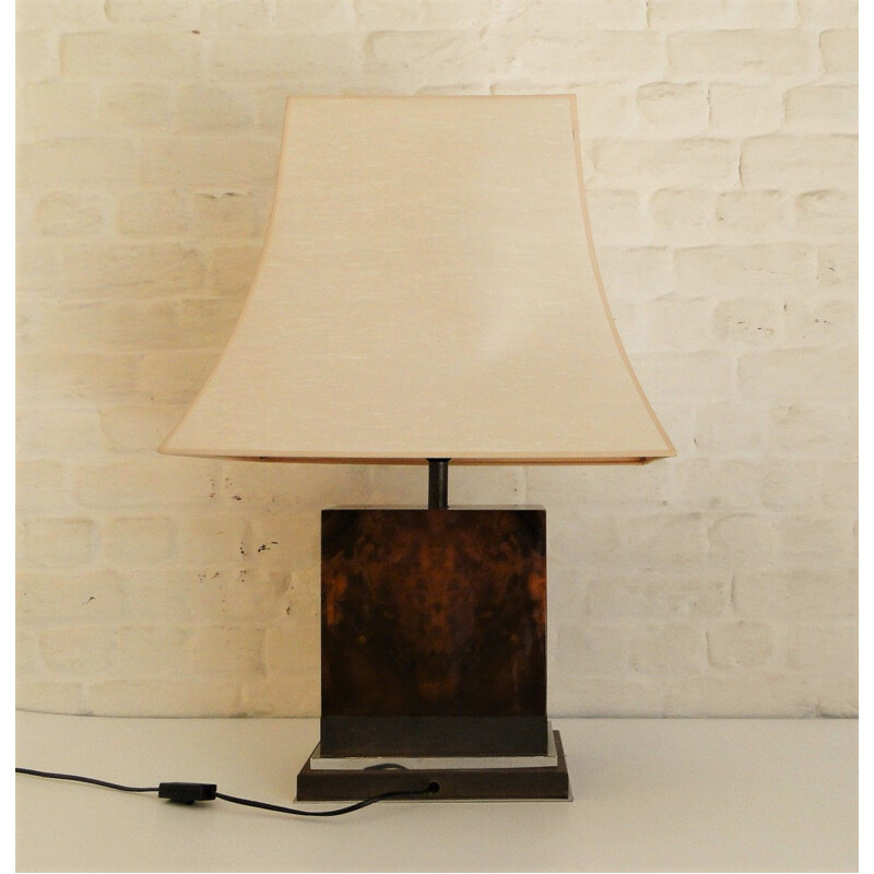 Vintage lamp in wood by Jean Claude Mahey, 1970s