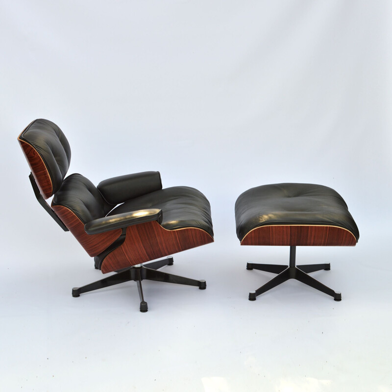 Fauteuil lounge & ottoman vintage en palissandre Eames pour Herman Miller 1964