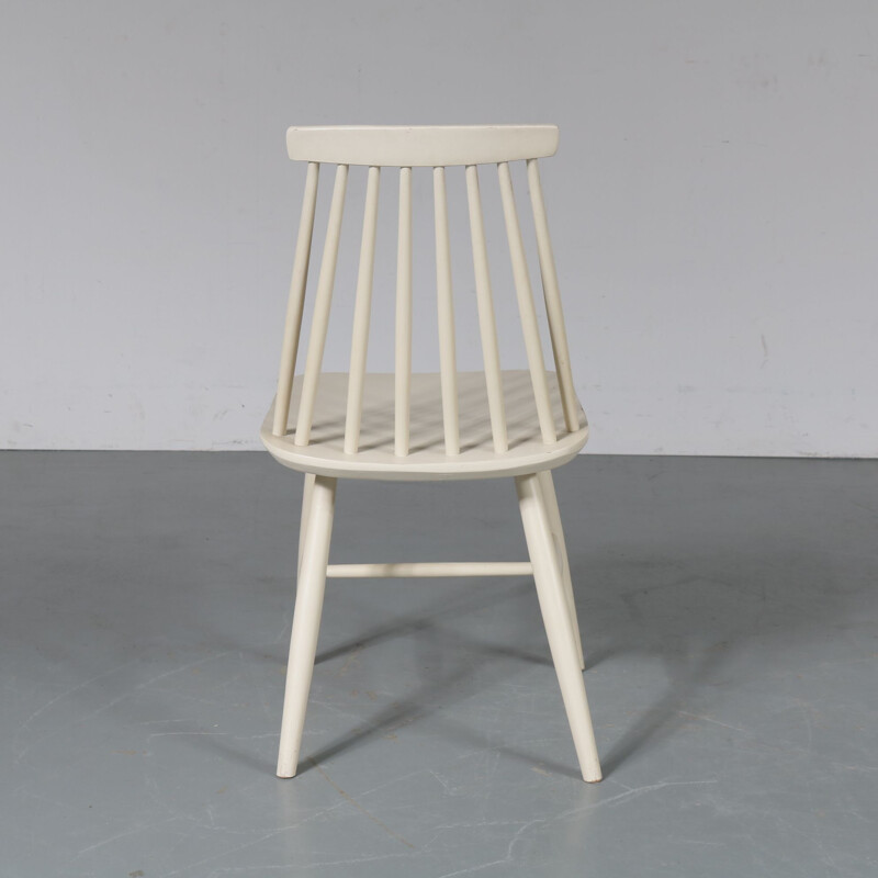 Vintage spokeback white chair from scandinavia 1950s 