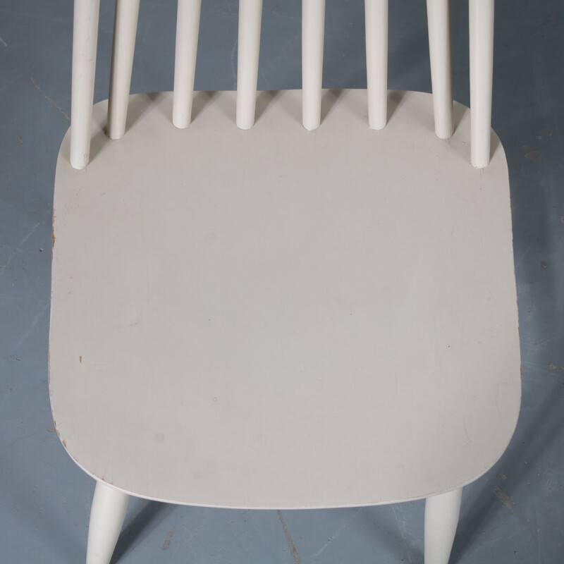 Vintage spokeback white chair from scandinavia 1950s 