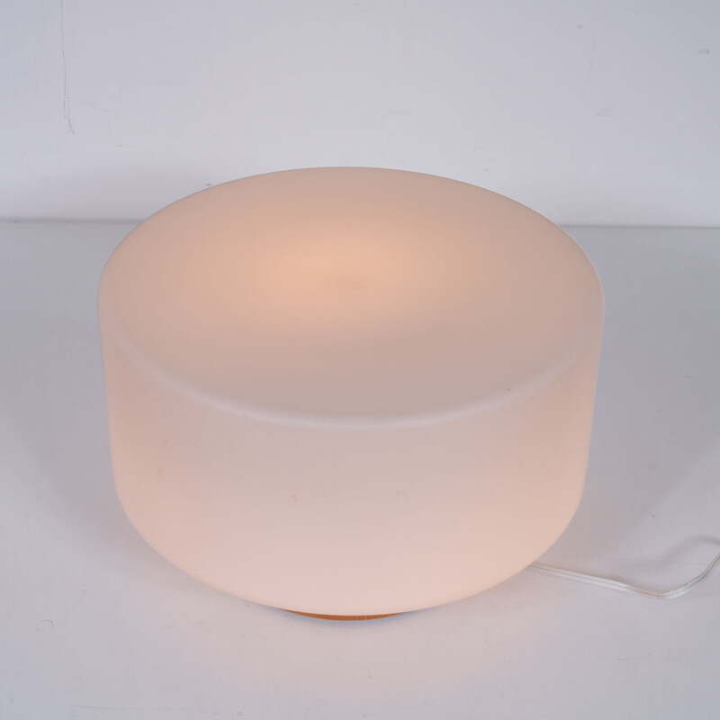 Vintage table lamp in milk glass and pine 1960s 