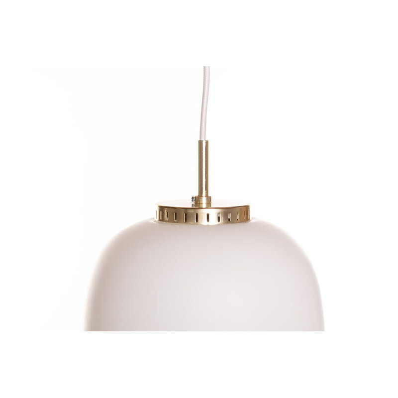 Vintage Kina pendant lamp by Bent Karlby for Lyfa in opaline and brass 1960