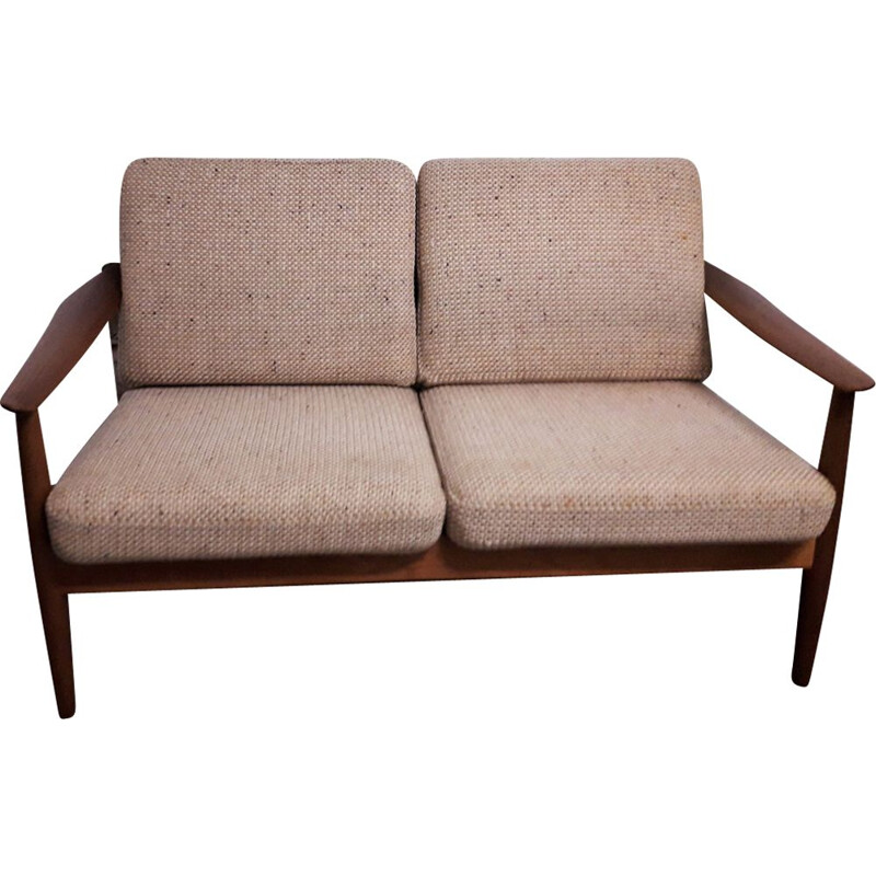 2-seater vintage teak sofa by Arne Vodder