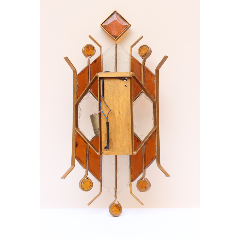 Poliarte wall lamp in iron and glass - 1970s