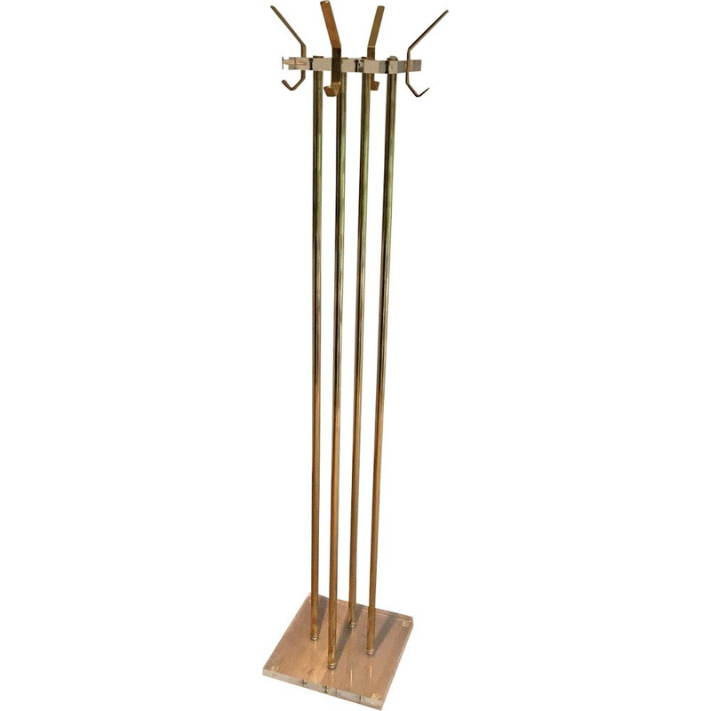 Vintage Modernist Plexiglass and brass coat rack