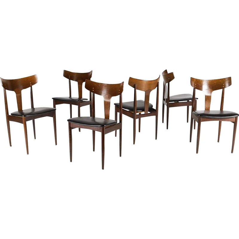 6 chaises à repas vintage par Samcom, Danemark,1960