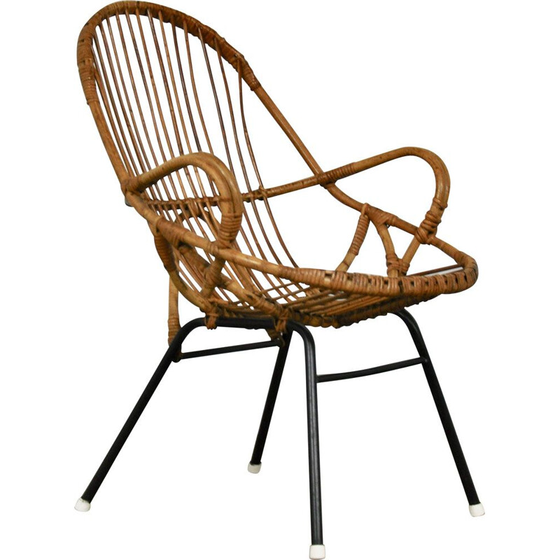 Vintage rattan armchair from Rohe Noordwolde 1960