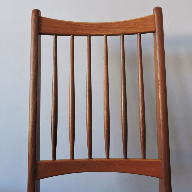 Vintage set of 4 teak & paper cord dinning chairs