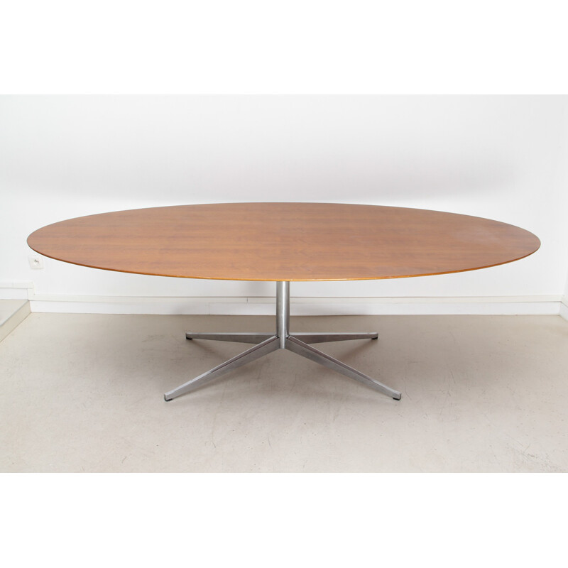 Knoll oval large dining table in wood, Florence KNOLL - 1960s