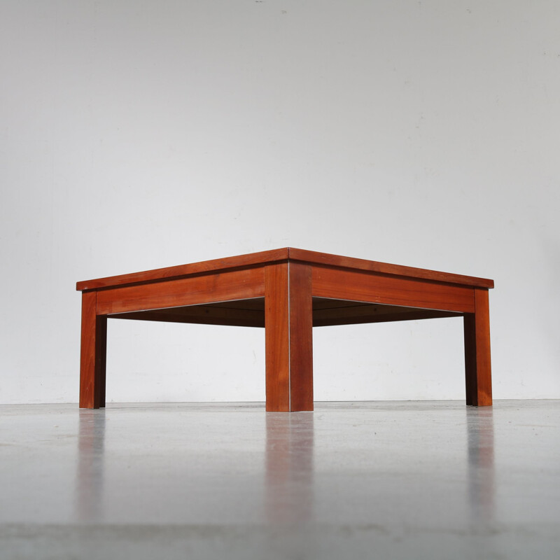 Table basse vintage en bois, aluminium et céramique par Ox-Art, Danemark 1970