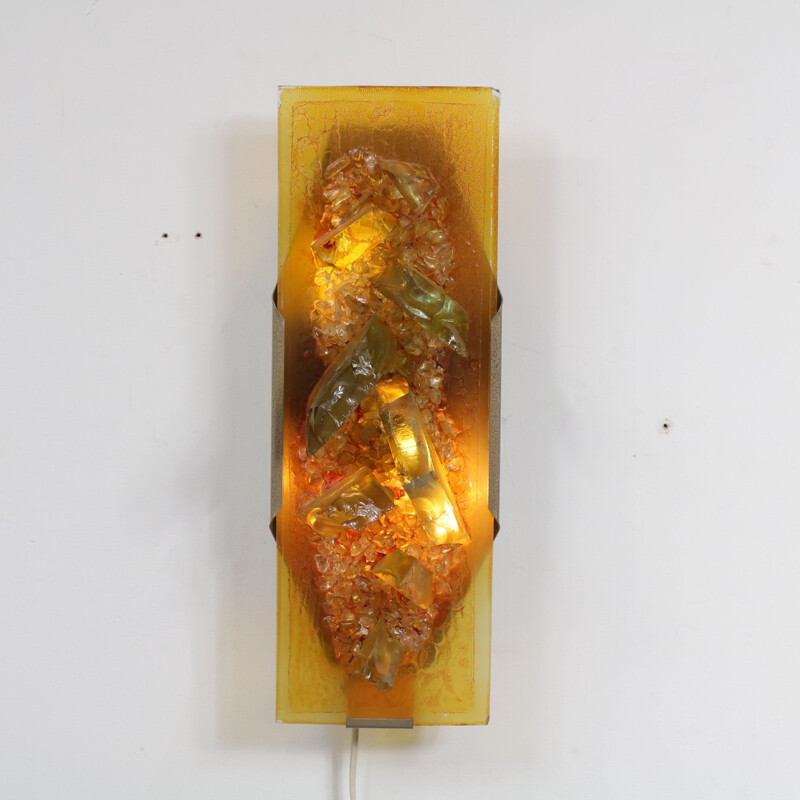 Vintage orange glass wall lamp by Gebrüder Cosack, Germany 1960