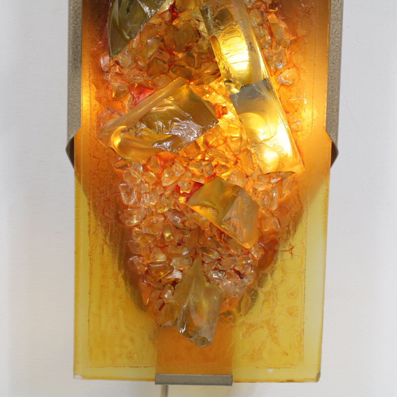 Lampada da parete vintage in vetro arancione di Gebrüder Cosack, Germania 1960