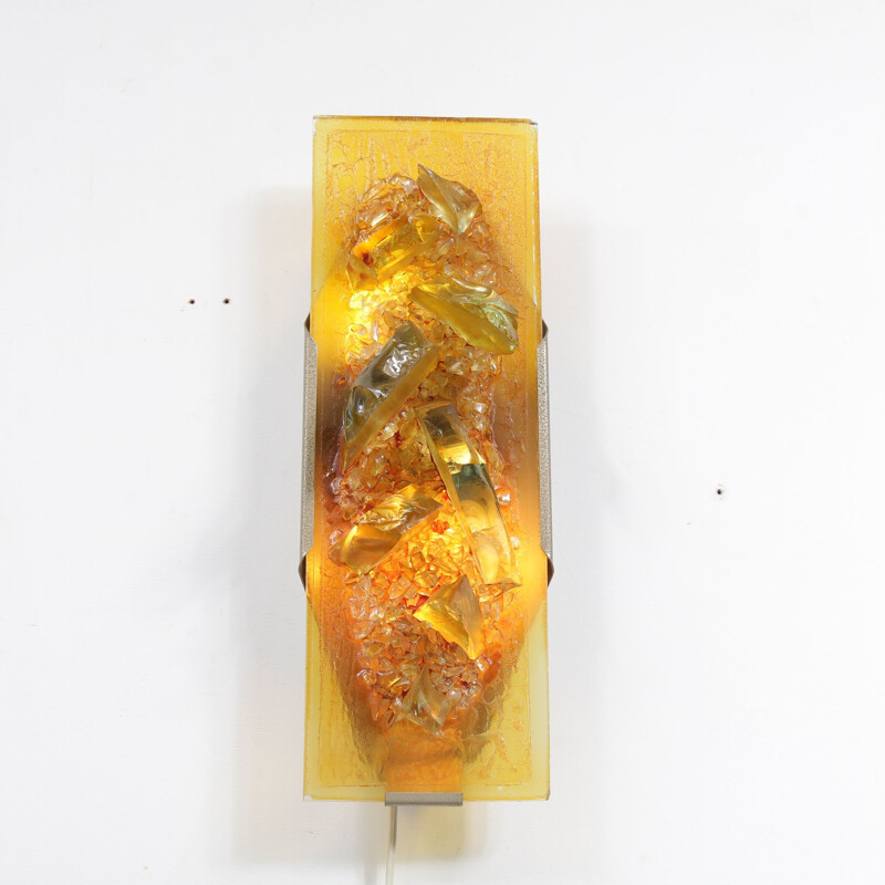 Vintage orange glass wall lamp by Gebrüder Cosack, Germany 1960