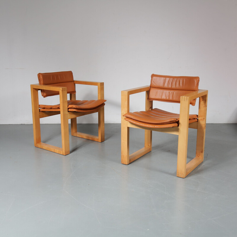 Vintage pair of lounge chairs by Ate van Apeldoorn for Houtwerk Hattem, Netherlands,1960