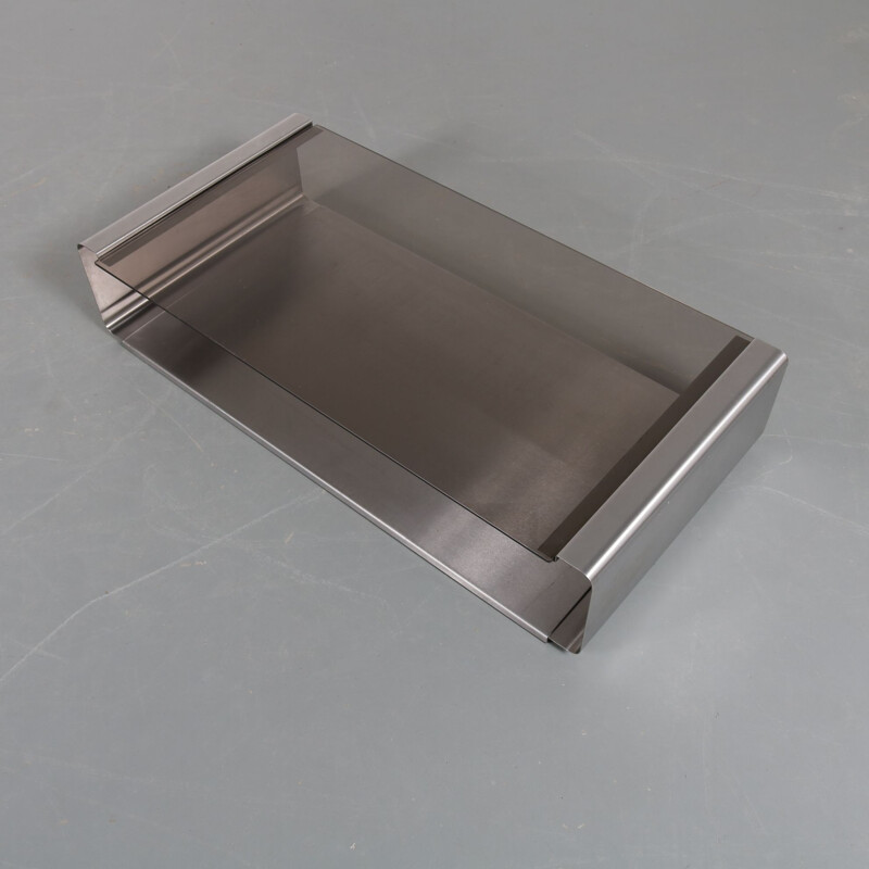 Vintage stainless steel coffee table by François Monnet for Kappa,France,1970