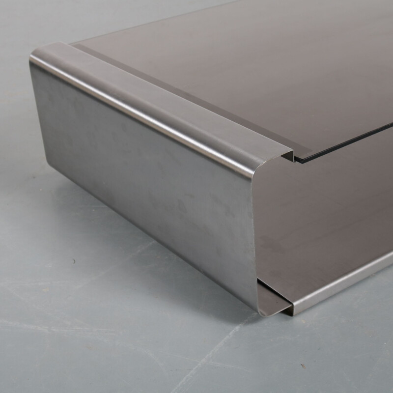 Vintage stainless steel coffee table by François Monnet for Kappa,France,1970
