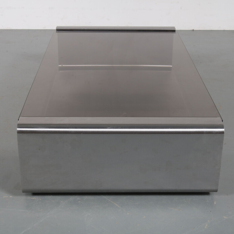 Vintage stainless steel coffee table by François Monnet for Kappa,France,1970