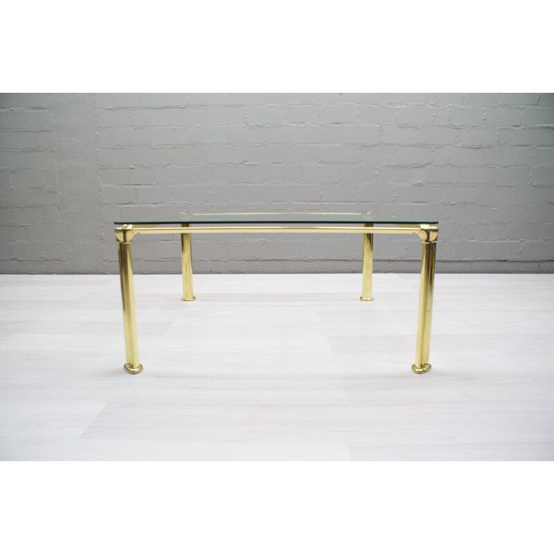 Vintage glass and brass coffee table, 1970