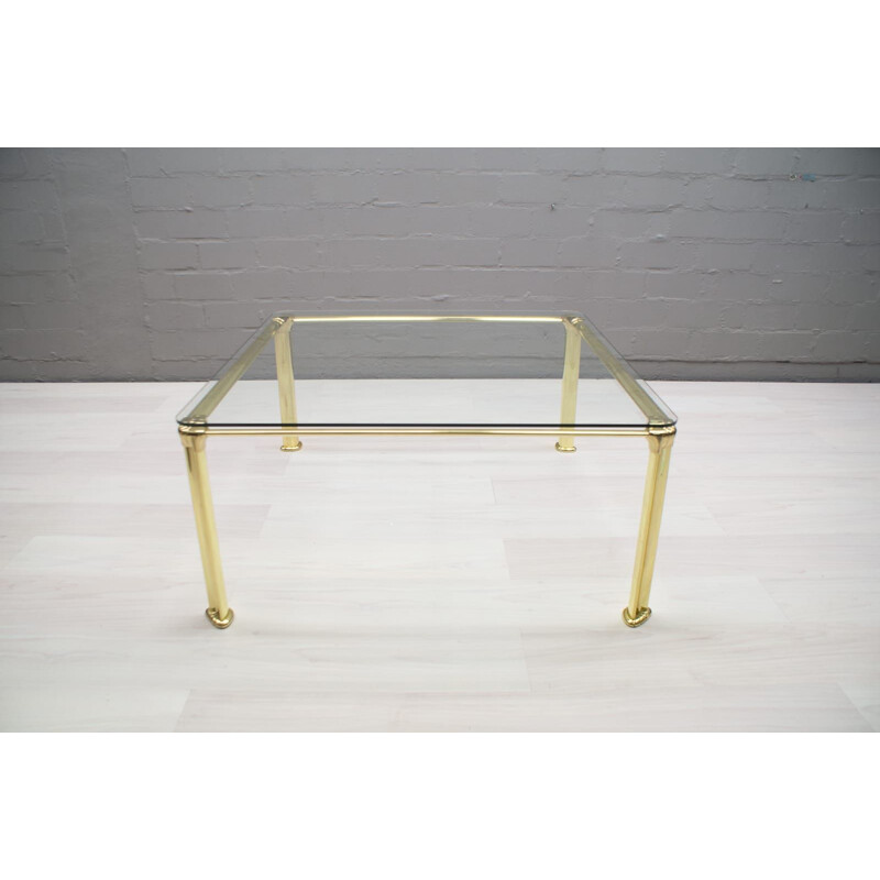 Vintage glass and brass coffee table, 1970