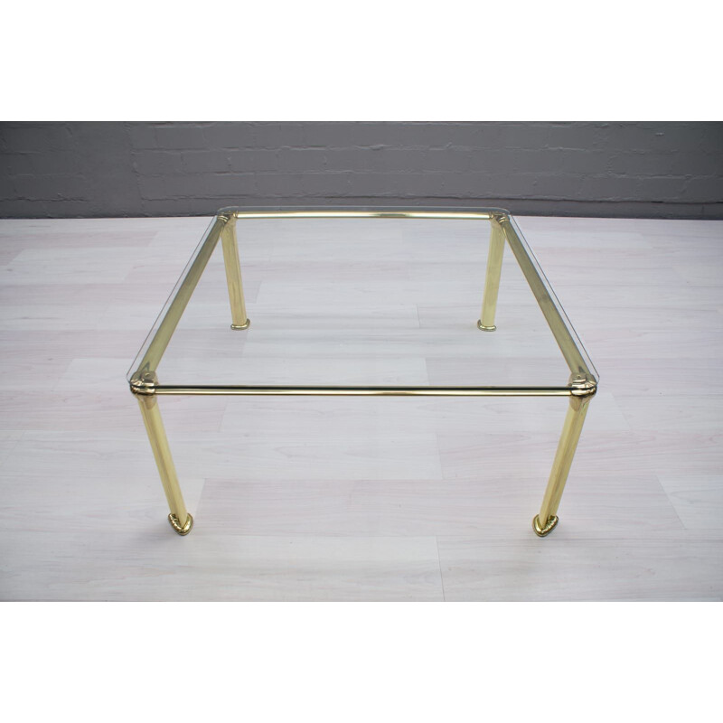 Vintage glass and brass coffee table, 1970