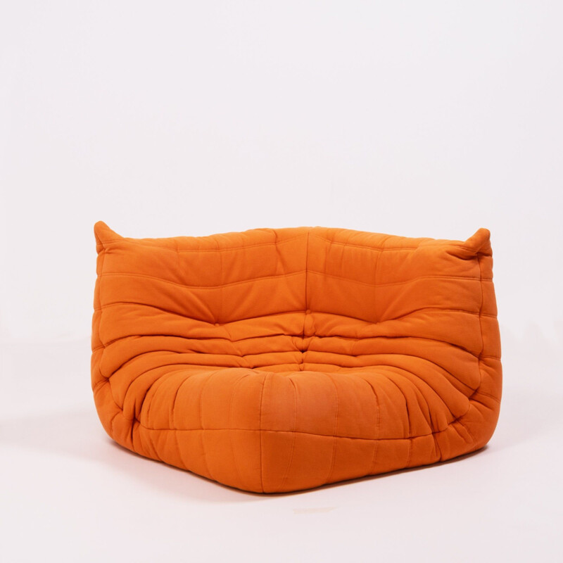 2 Togo Orange poufs by Michel Ducaroy for Ligne Roset, 1970