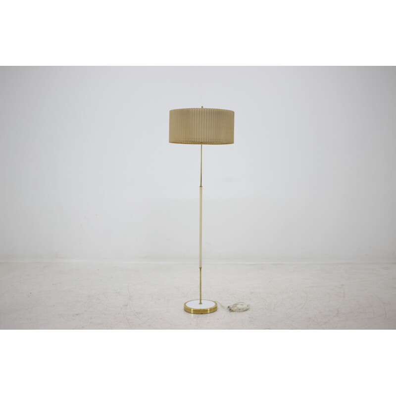 Vintage floor lamp in brass, fabric and plastic, Germany 1970
