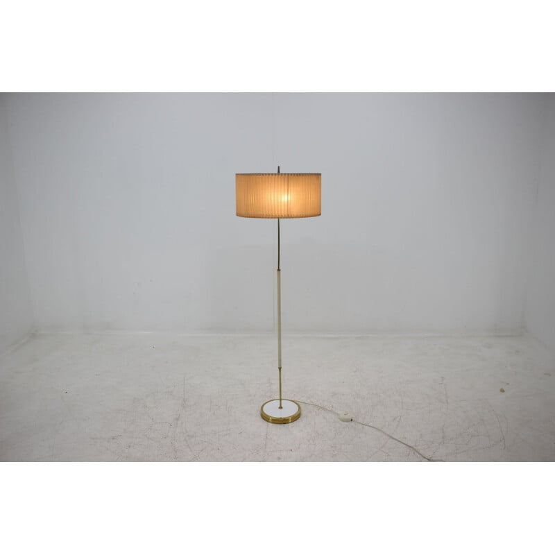 Vintage floor lamp in brass, fabric and plastic, Germany 1970
