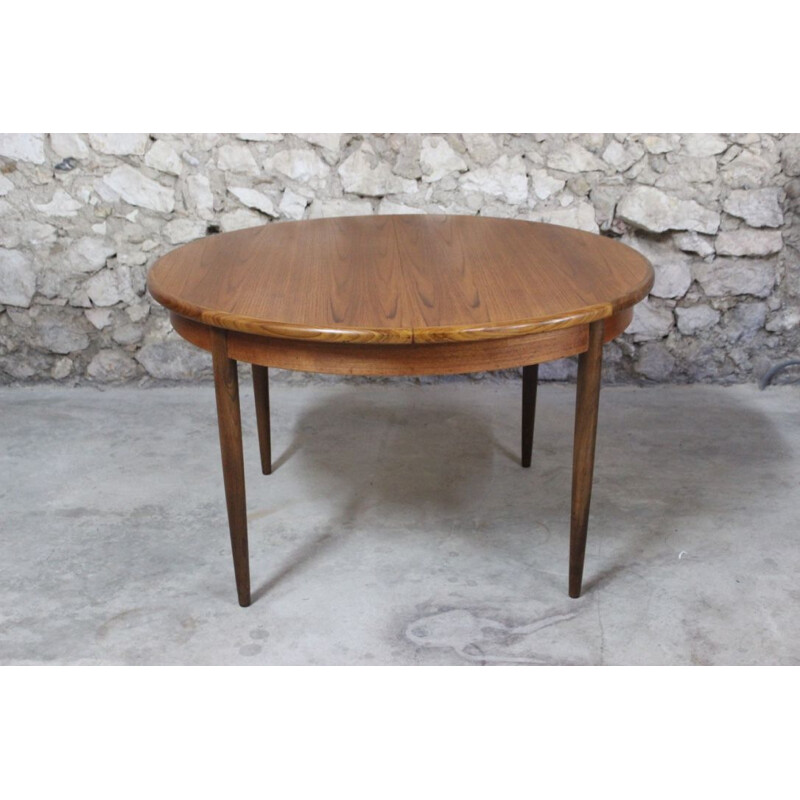 Vintage dining table teak round with extension Fresco by G-Plan 1960s
