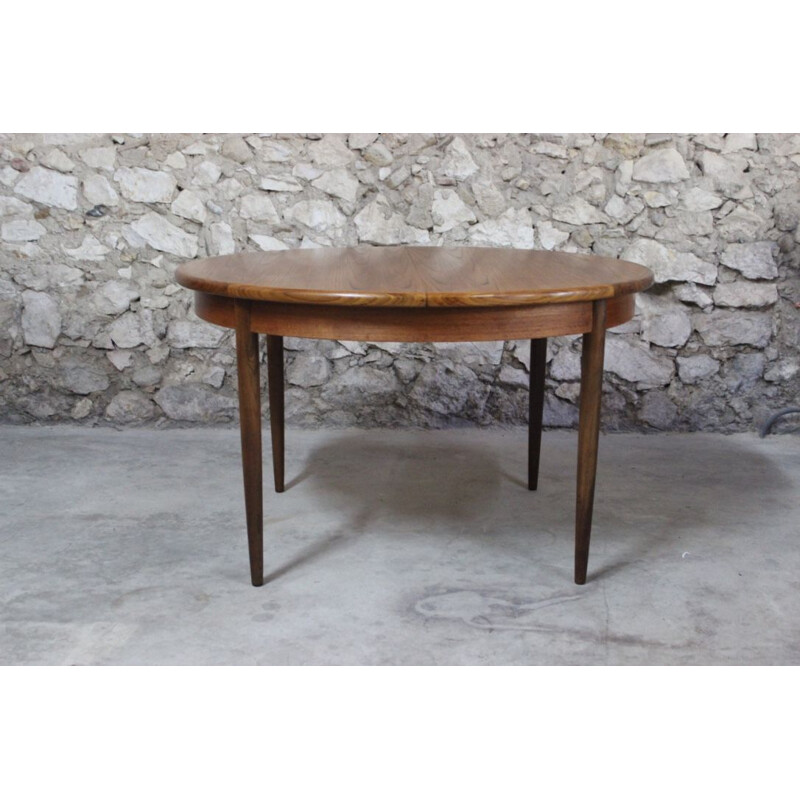 Vintage dining table teak round with extension Fresco by G-Plan 1960s