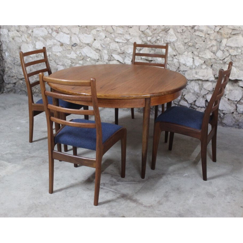 Vintage dining table teak round with extension Fresco by G-Plan 1960s