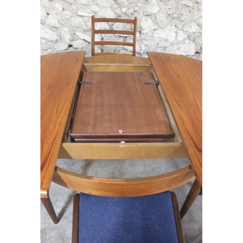 Table à repas ronde vintage en teck avec rallonge Fresco par G-Plan 1960s