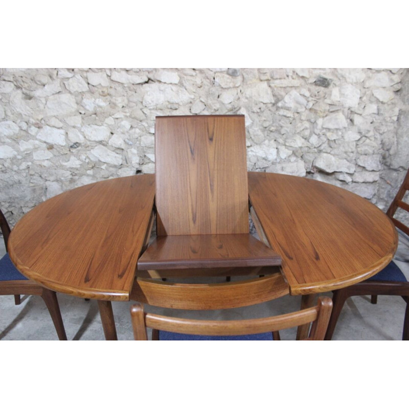 Vintage dining table teak round with extension Fresco by G-Plan 1960s