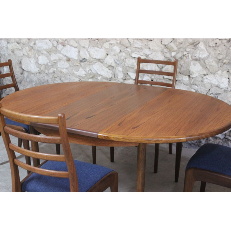 Vintage dining table teak round with extension Fresco by G-Plan 1960s