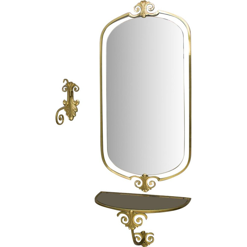 Vintage brass mirror, 1950