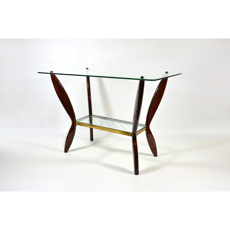 Table basse italienne en verre et bois