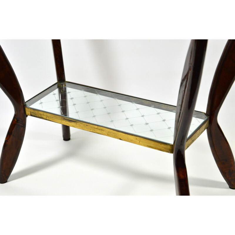 Italian vintage coffee table in wood and glass