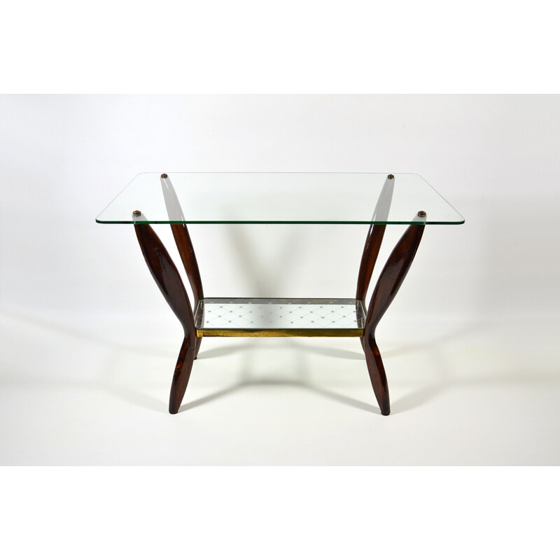 Italian vintage coffee table in wood and glass