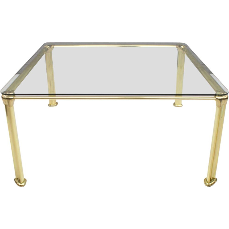 Vintage glass and brass coffee table, 1970