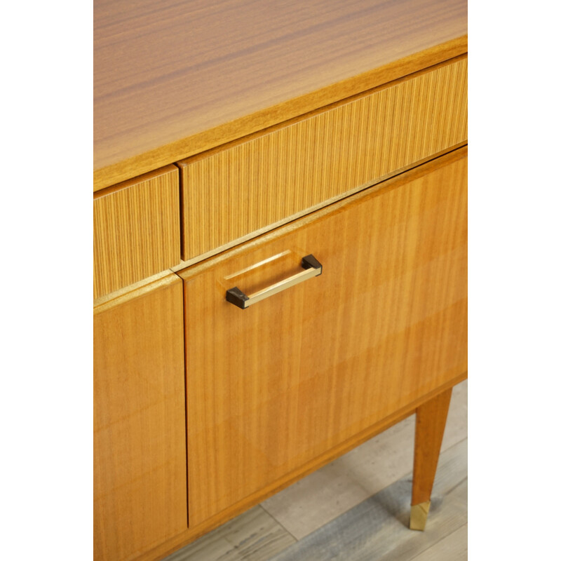 French vintage sideboard in wood and brass