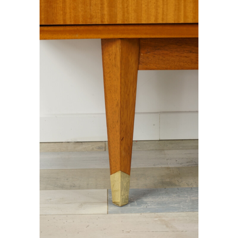 French vintage sideboard in wood and brass