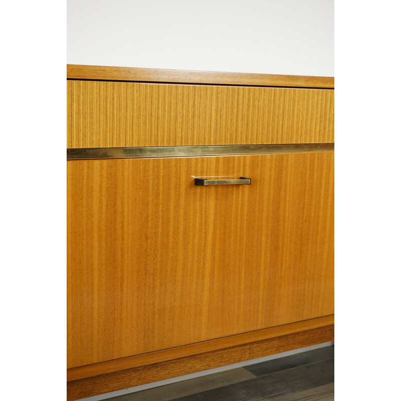 French vintage sideboard in wood and brass