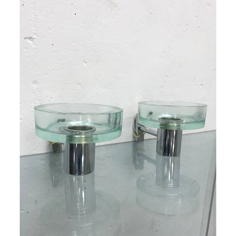 Paire d'appliques en verre de Murano par Flavio Poli pour Seguso