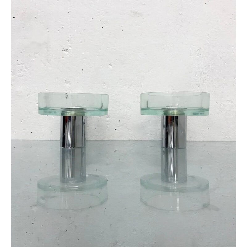 Pair of Murano glass wall lamps by Flavio Poli for Seguso