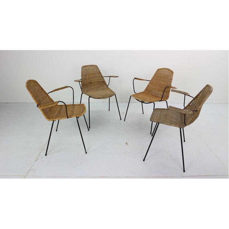 Set of 4 Basket chairs by Gian Franco Legler