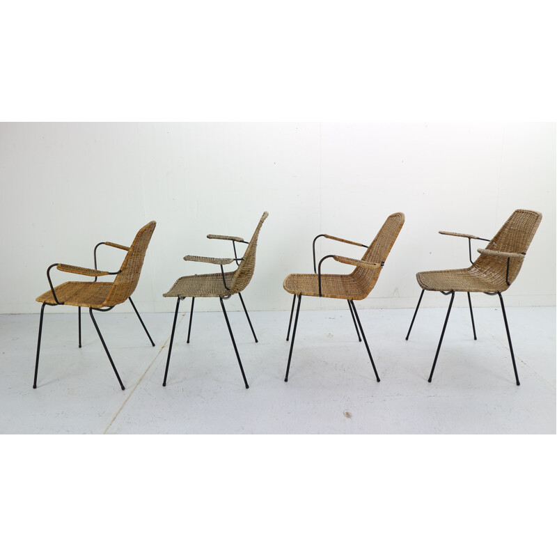 Suite de 4 chaises Panier par Gian Franco Legler